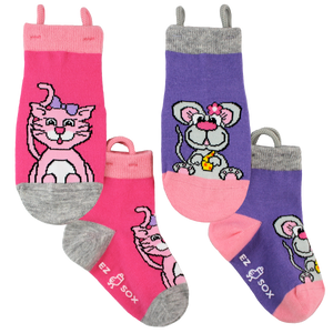 Kitty & Mouse Socks-2pk